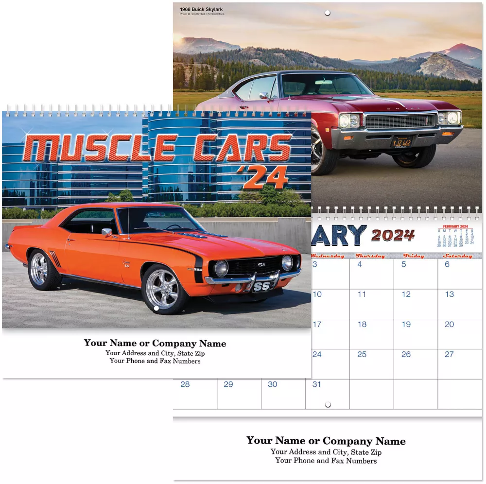 Calendrier mural en spirale Muscle Cars