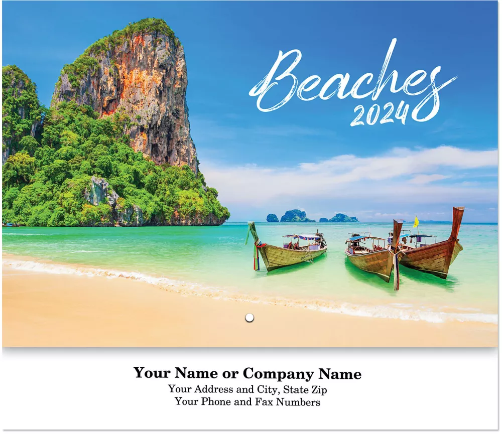 Calendrier mural de plages agrafées