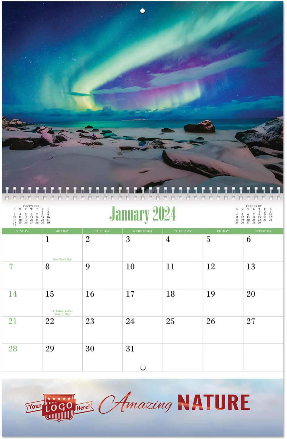Calendrier mural en spirale Luxe Gallery Amazing Nature