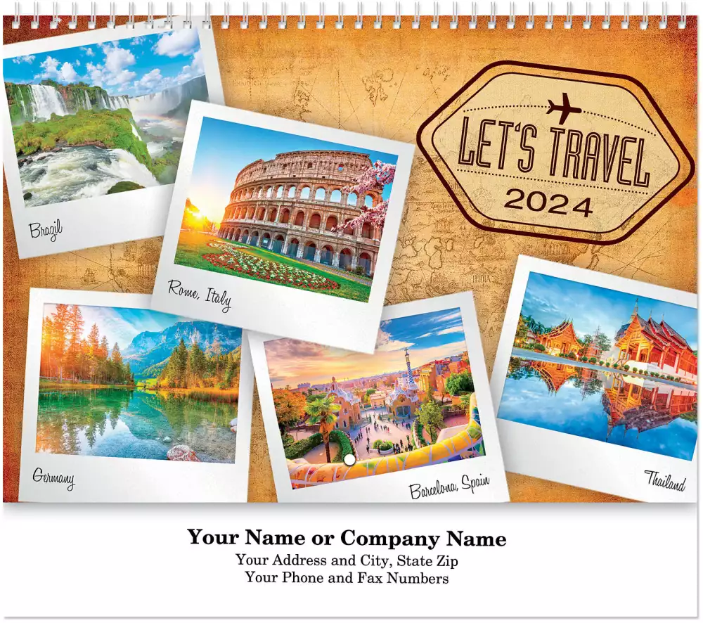 Calendrier mural en spirale "Voyageons"