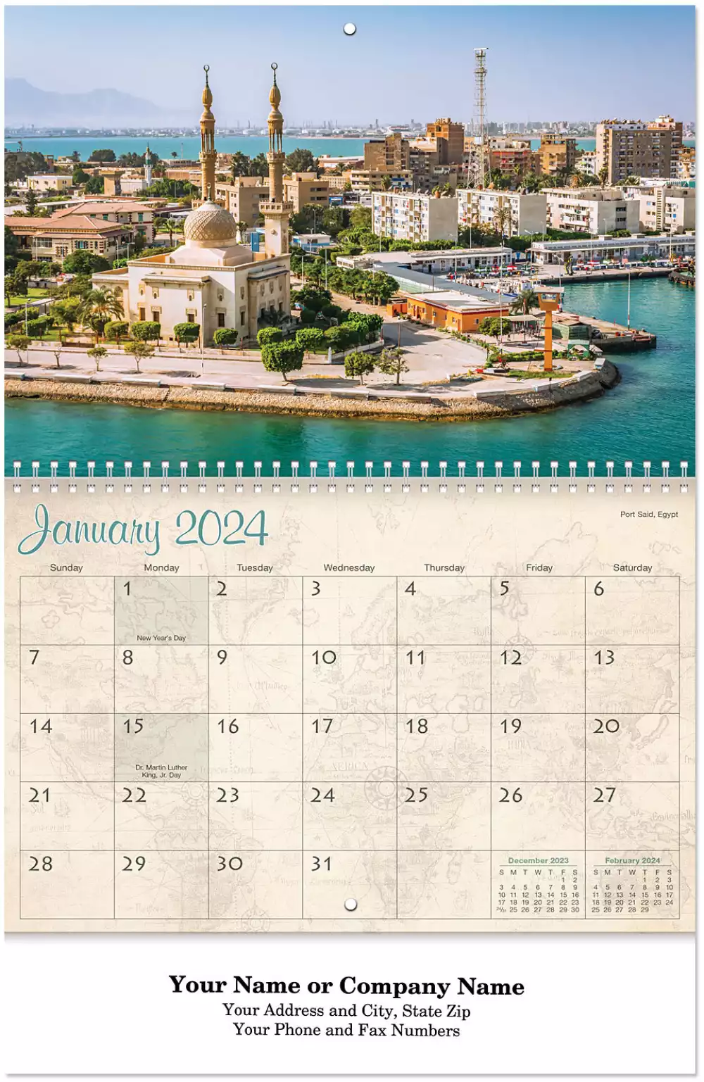 Calendrier mural en spirale "Voyageons"