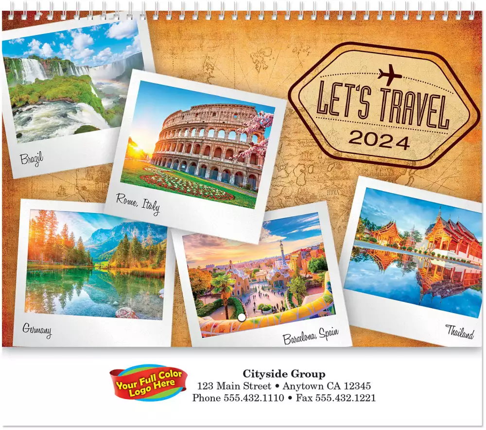 Calendrier mural en spirale "Voyageons en couleur"