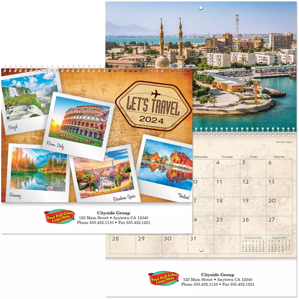 Calendrier mural en spirale "Voyageons en couleur"