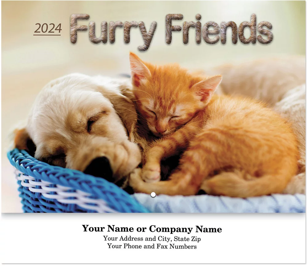 Furry Friends Stapled Wall Calendar