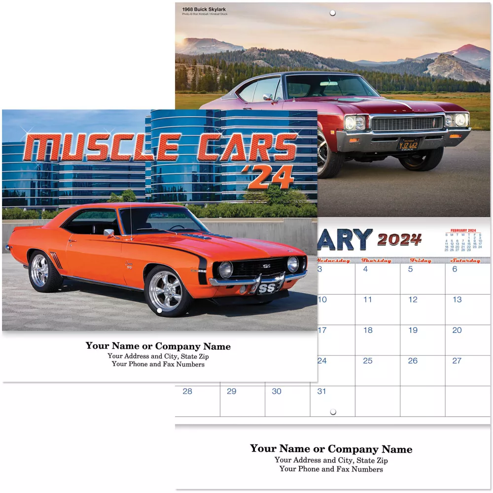 Calendrier mural Muscle Cars agrafé