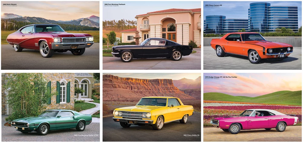 Calendrier mural Muscle Cars agrafé