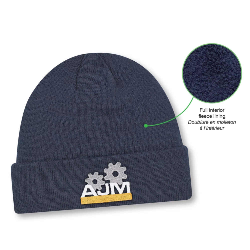 Bonnet à revers en acrylique avec doublure en micro-polaire en polyester