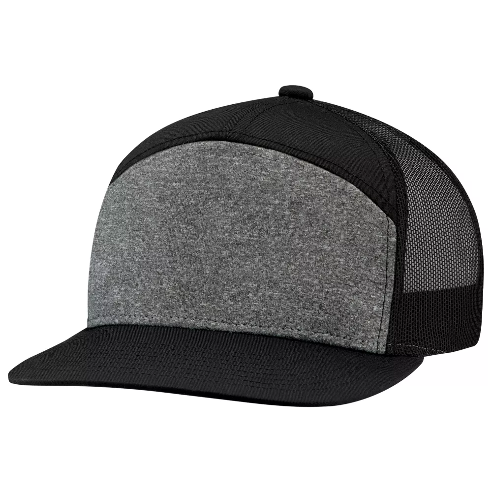 Casquette de style campeur à 7 panneaux avec dos en filet et motif chiné.