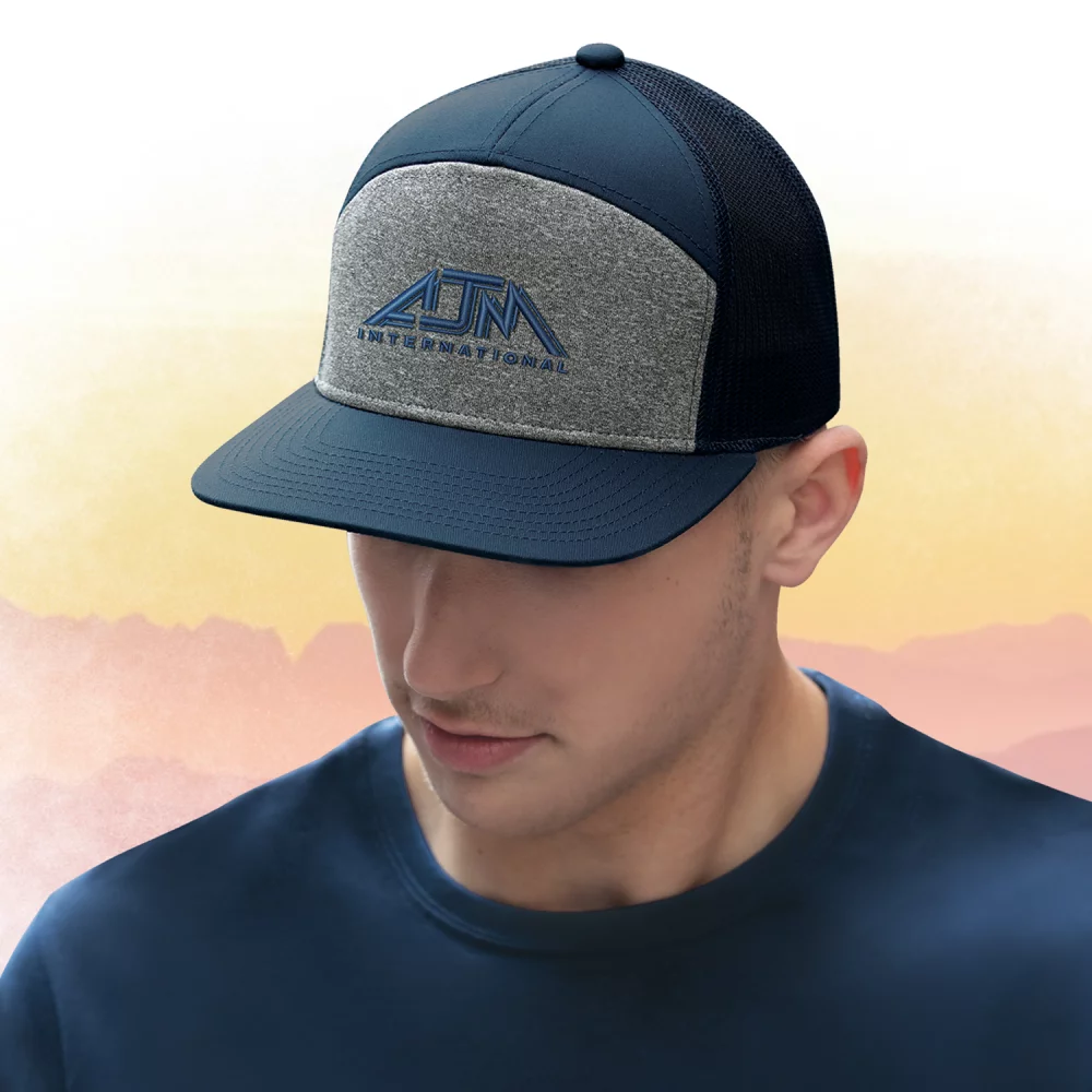 Casquette de style campeur à 7 panneaux avec dos en filet et motif chiné.