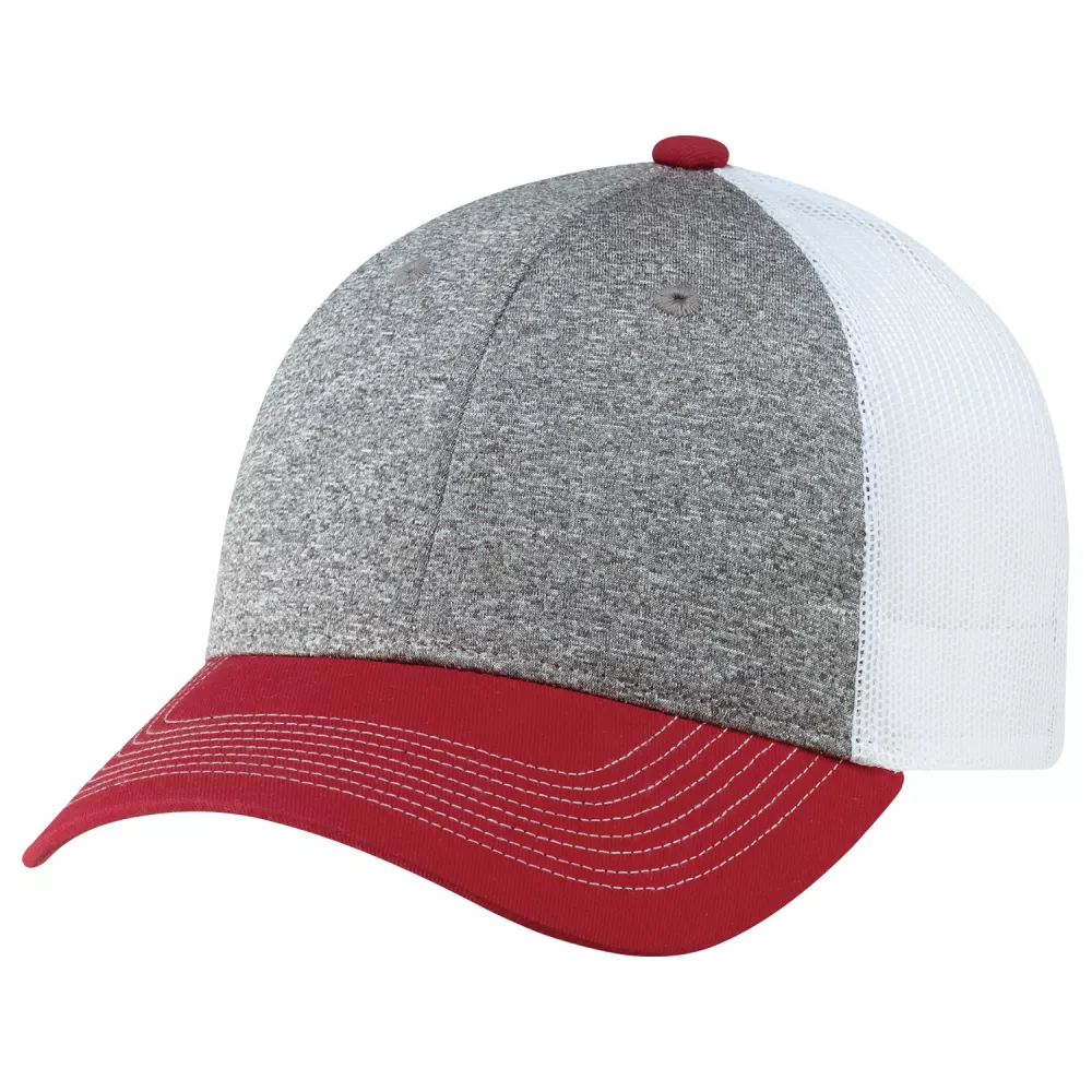 Casquette en toile de coton / polyester chiné / maille en nylon
