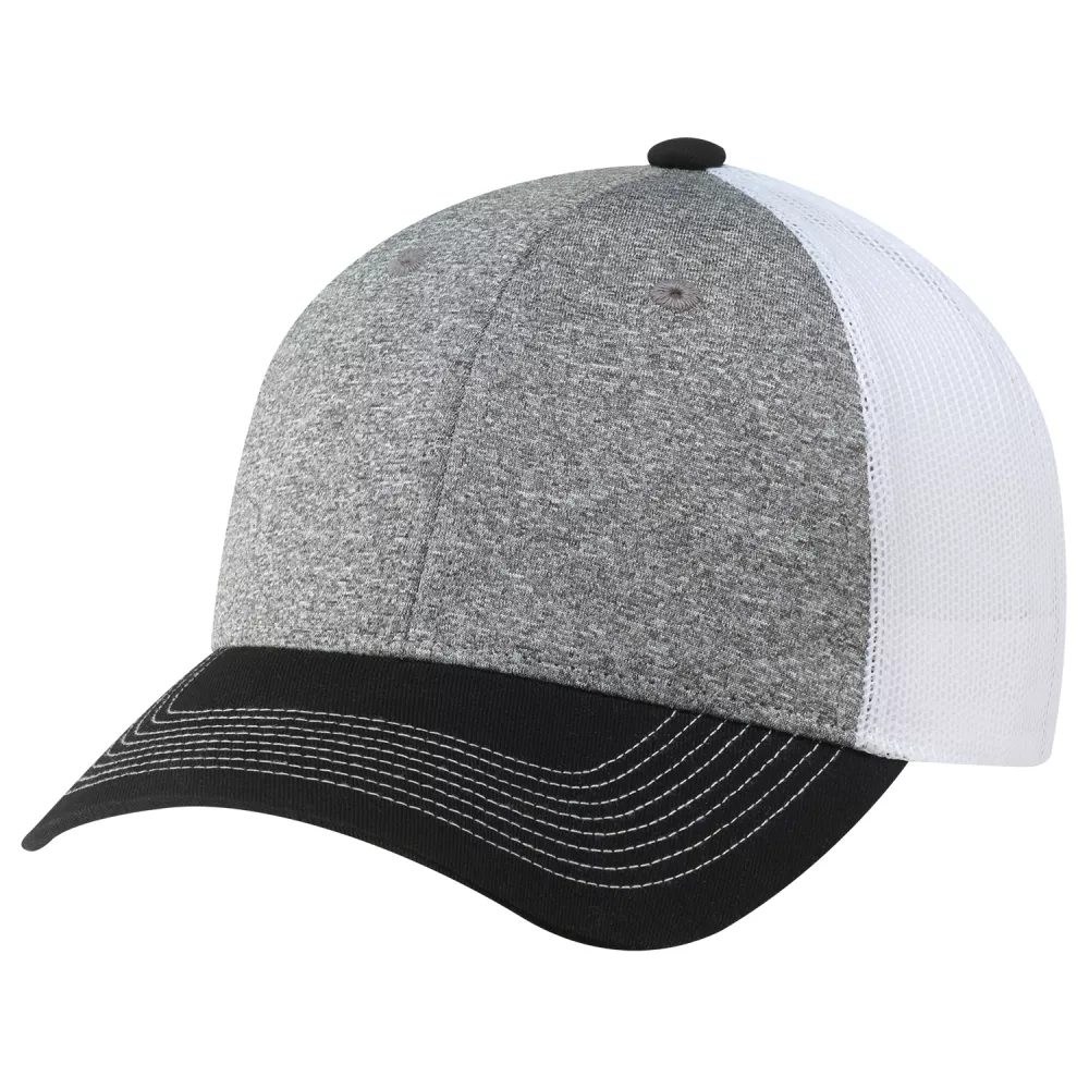 Casquette en toile de coton / polyester chiné / maille en nylon