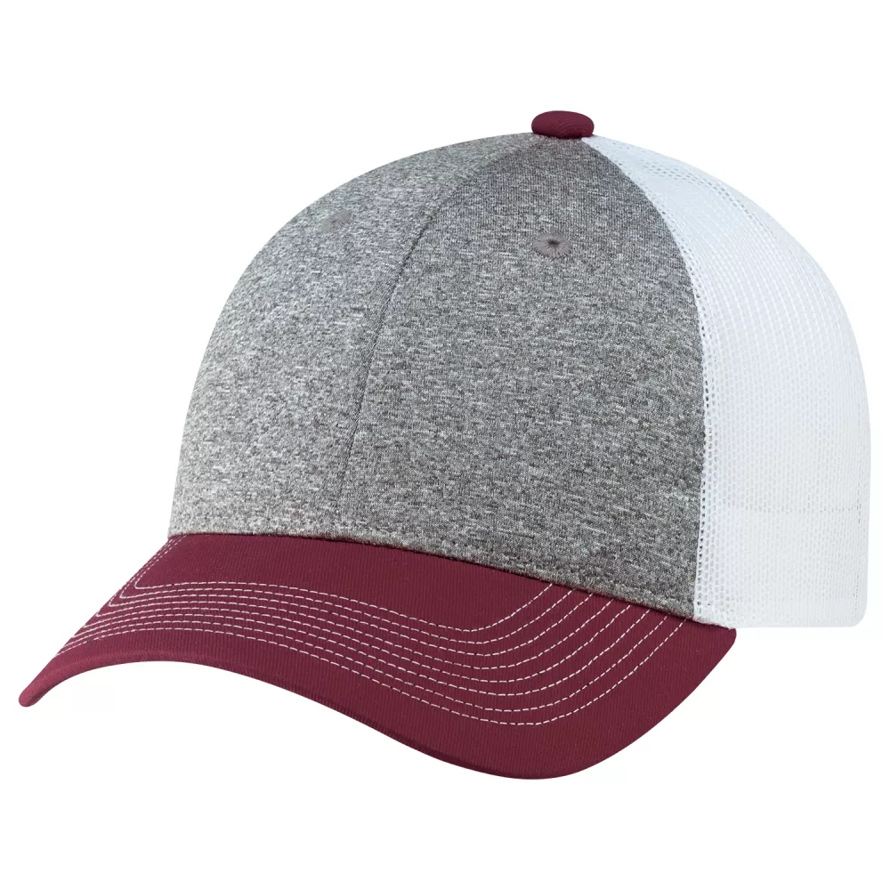 Casquette en toile de coton / polyester chiné / maille en nylon