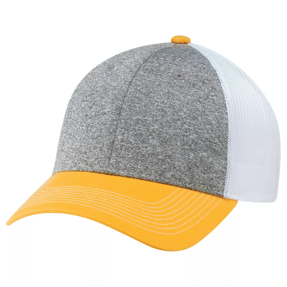 Casquette en toile de coton / polyester chiné / maille en nylon