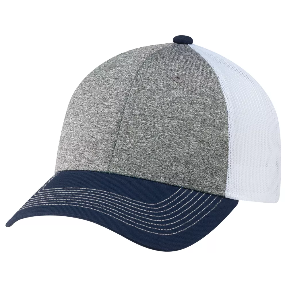 Casquette en toile de coton / polyester chiné / maille en nylon