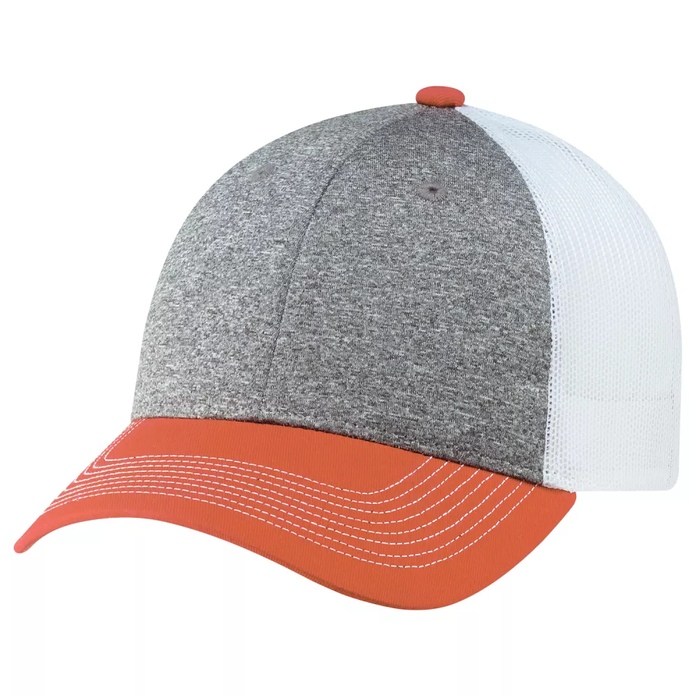 Casquette en toile de coton / polyester chiné / maille en nylon