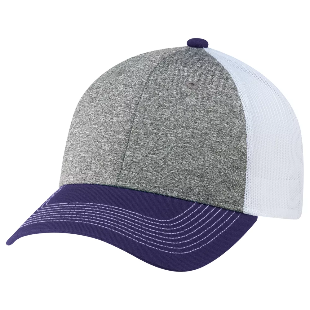 Casquette en toile de coton / polyester chiné / maille en nylon