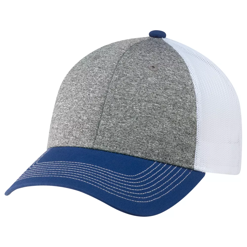 Casquette en toile de coton / polyester chiné / maille en nylon