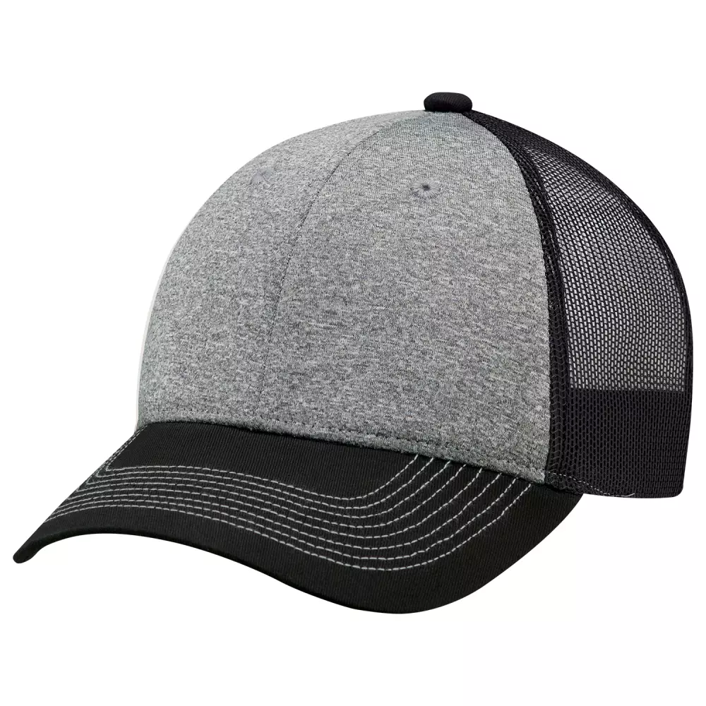 Casquette en toile de coton / polyester chiné / maille en nylon