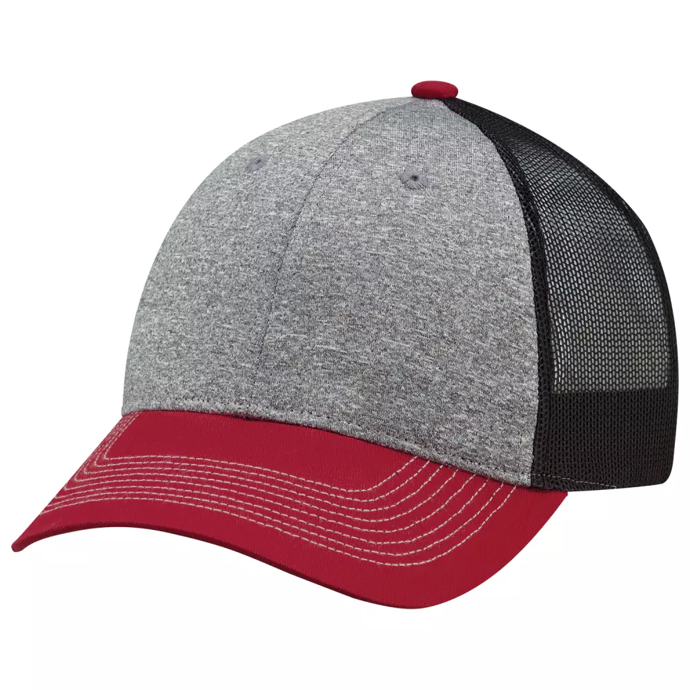 Casquette en toile de coton / polyester chiné / maille en nylon