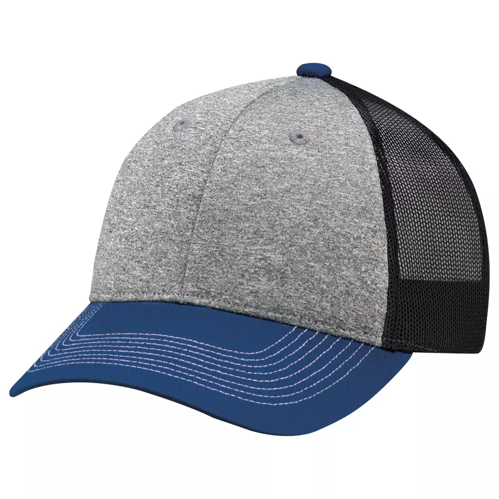 Casquette en toile de coton / polyester chiné / maille en nylon