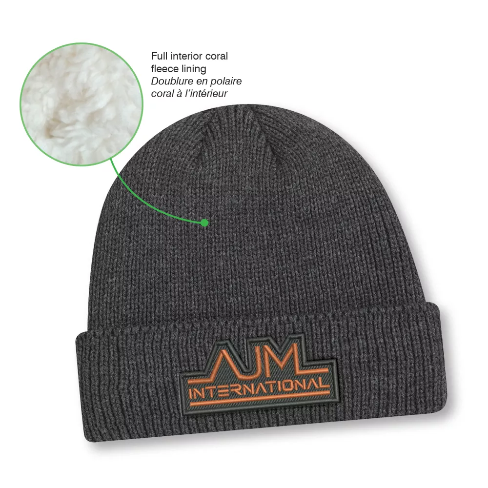 Bonnet à revers avec doublure en polaire de corail en polyester