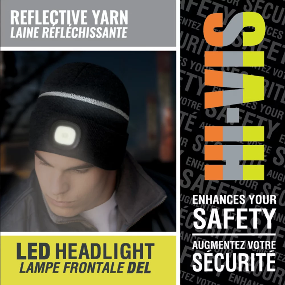 Tuque réfléchissante avec lumière LED