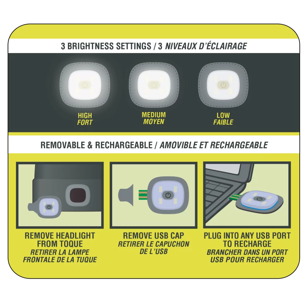 Tuque réfléchissante avec lumière LED