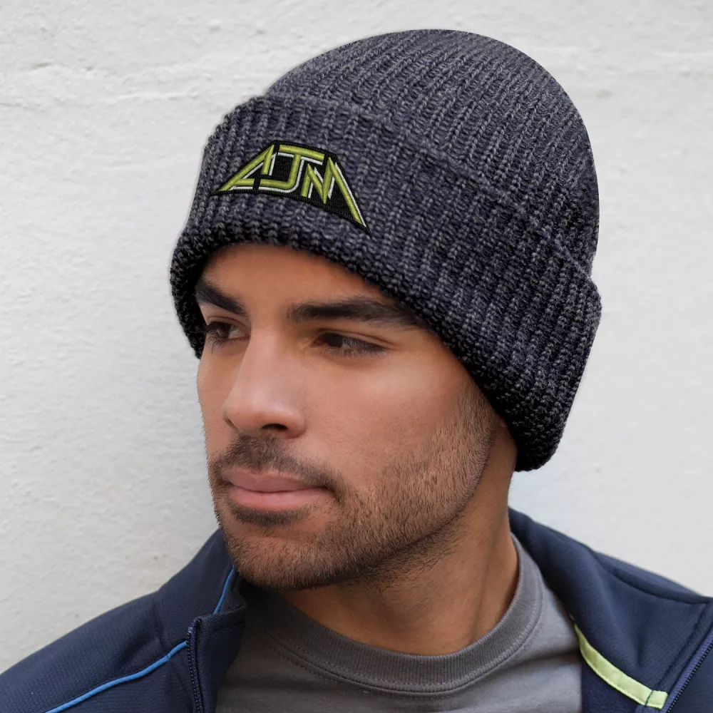 Bonnet à revers en tricot gaufré épais (2 tons)