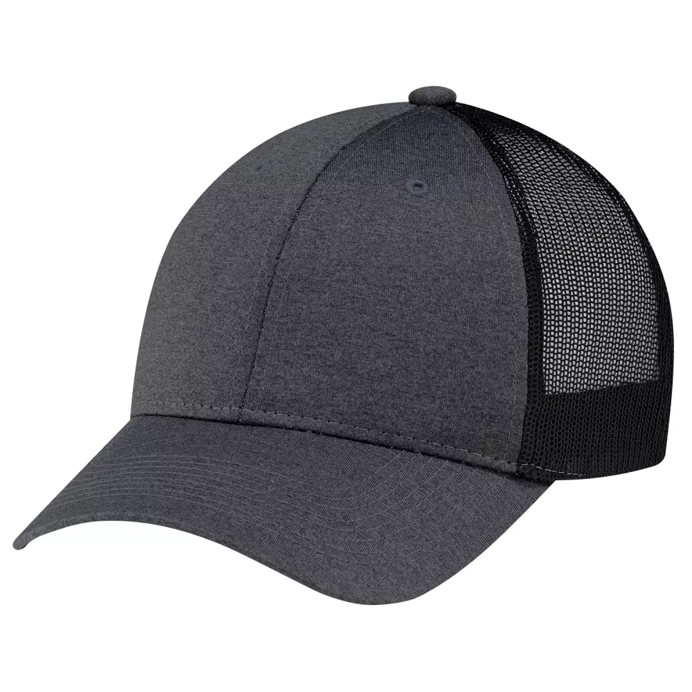 Casquette en polyester chiné et en maille douce en nylon.