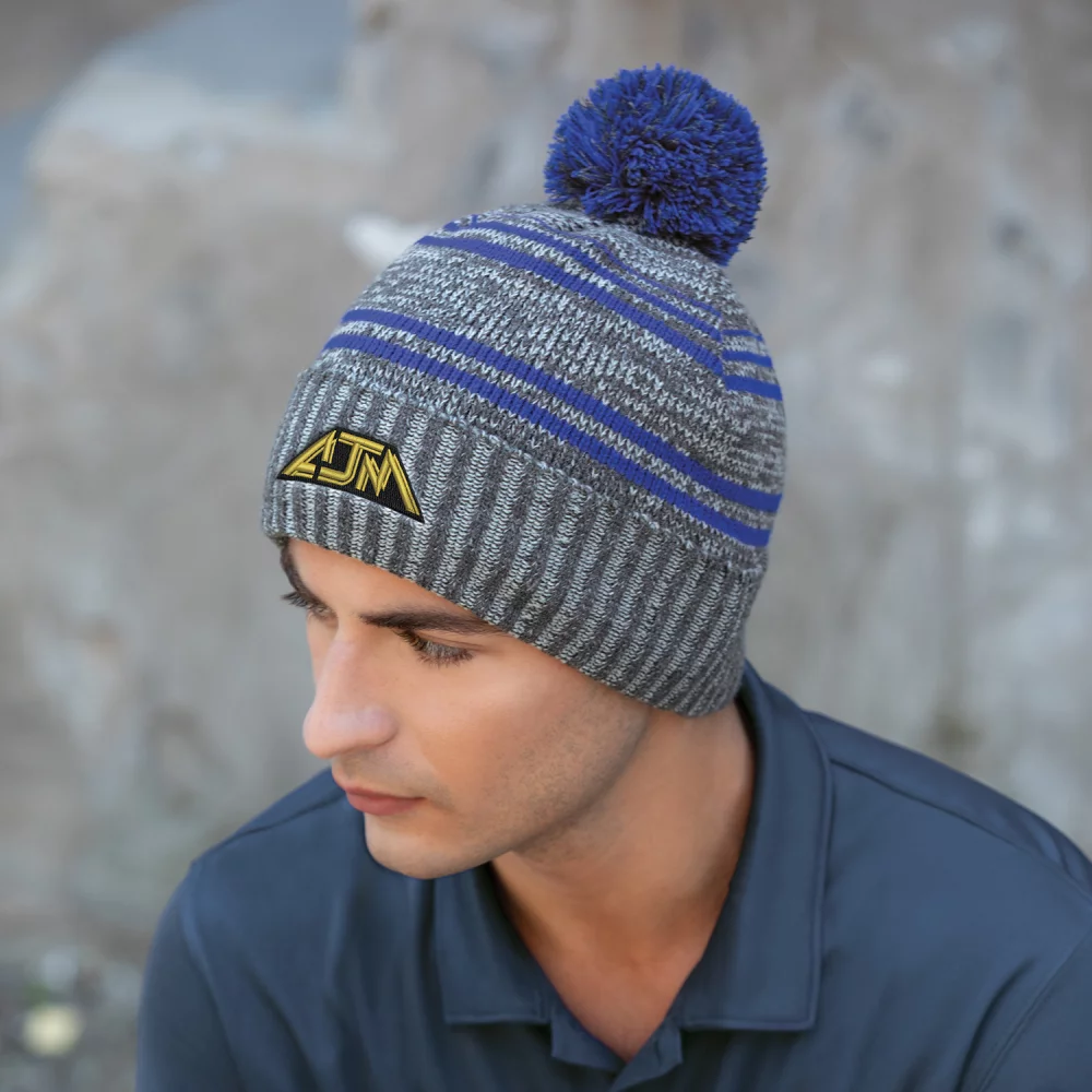 Bonnet à revers en micro-polaire acrylique/polyester (pompon de 8 cm)