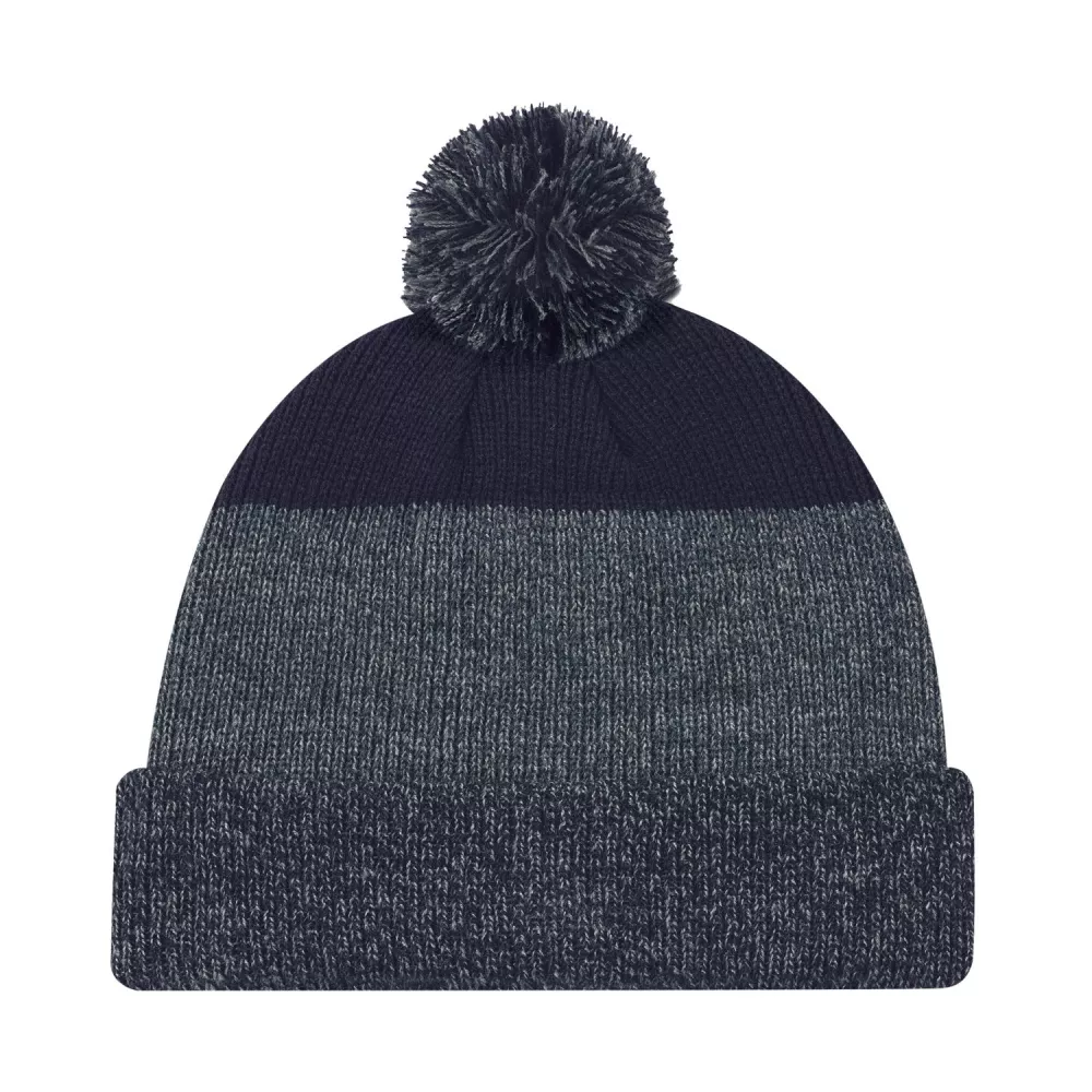 Bonnet à revers en tricot côtelé avec pompon en marl