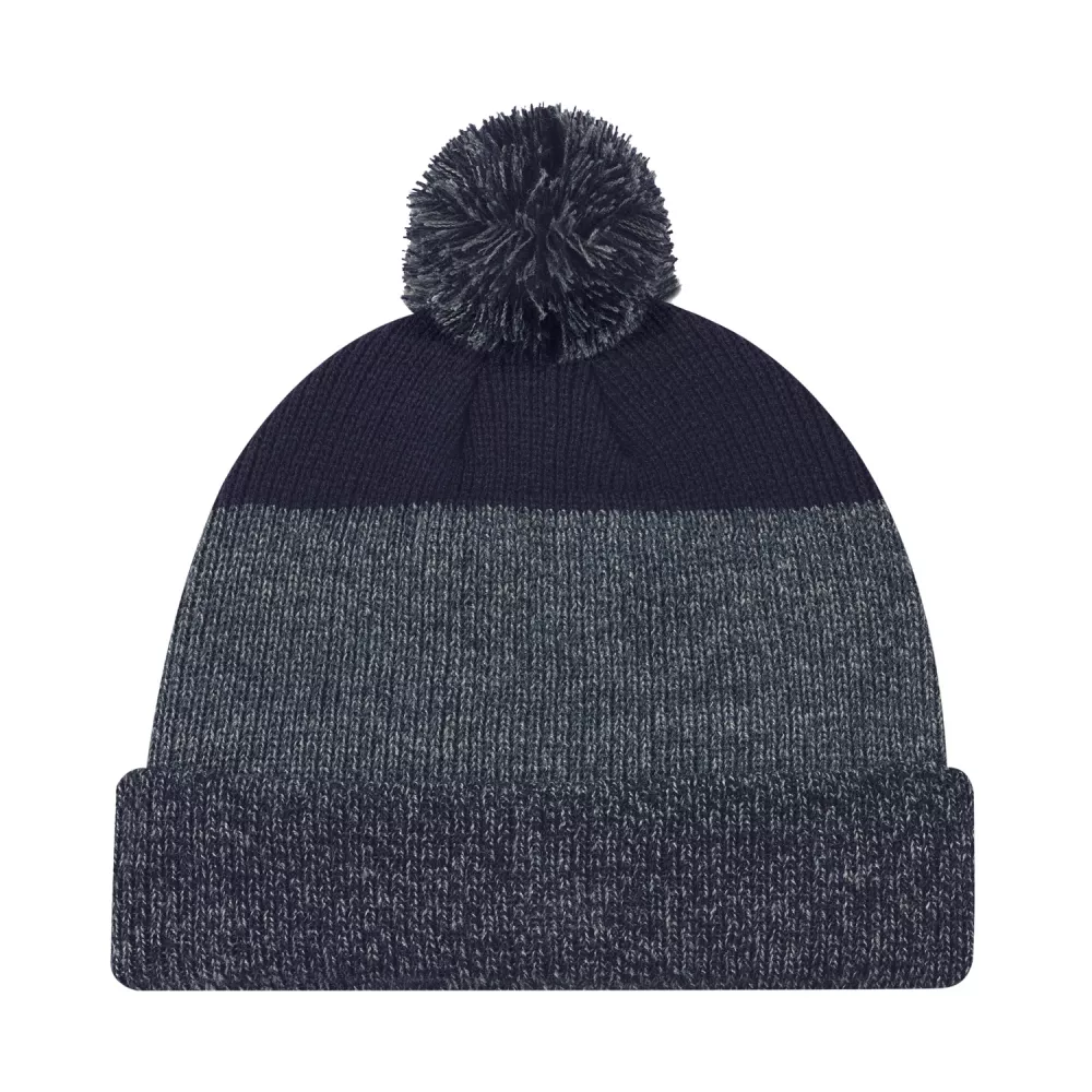 Bonnet à revers en tricot côtelé avec pompon en marl