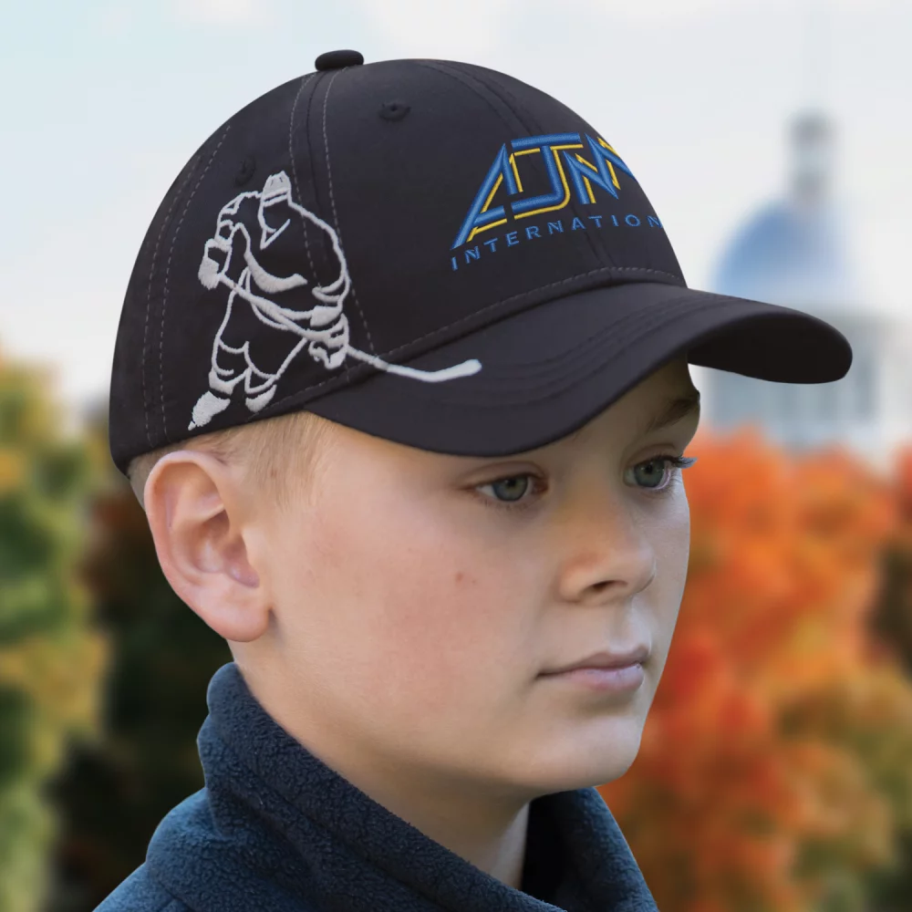 Casquette de sport pour jeunes avec joueur de hockey