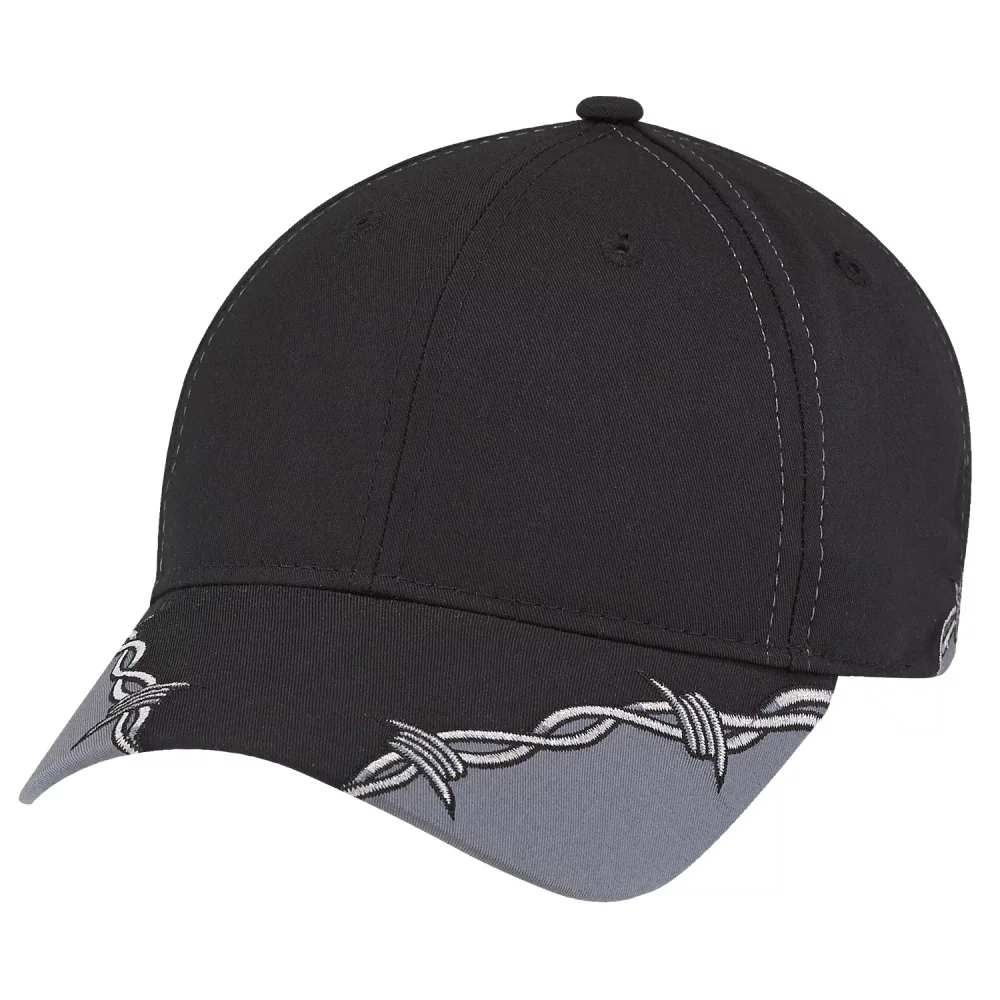 Full-Fit Polycotton Cap w/Contrast Trim & Barbed Wire Accent