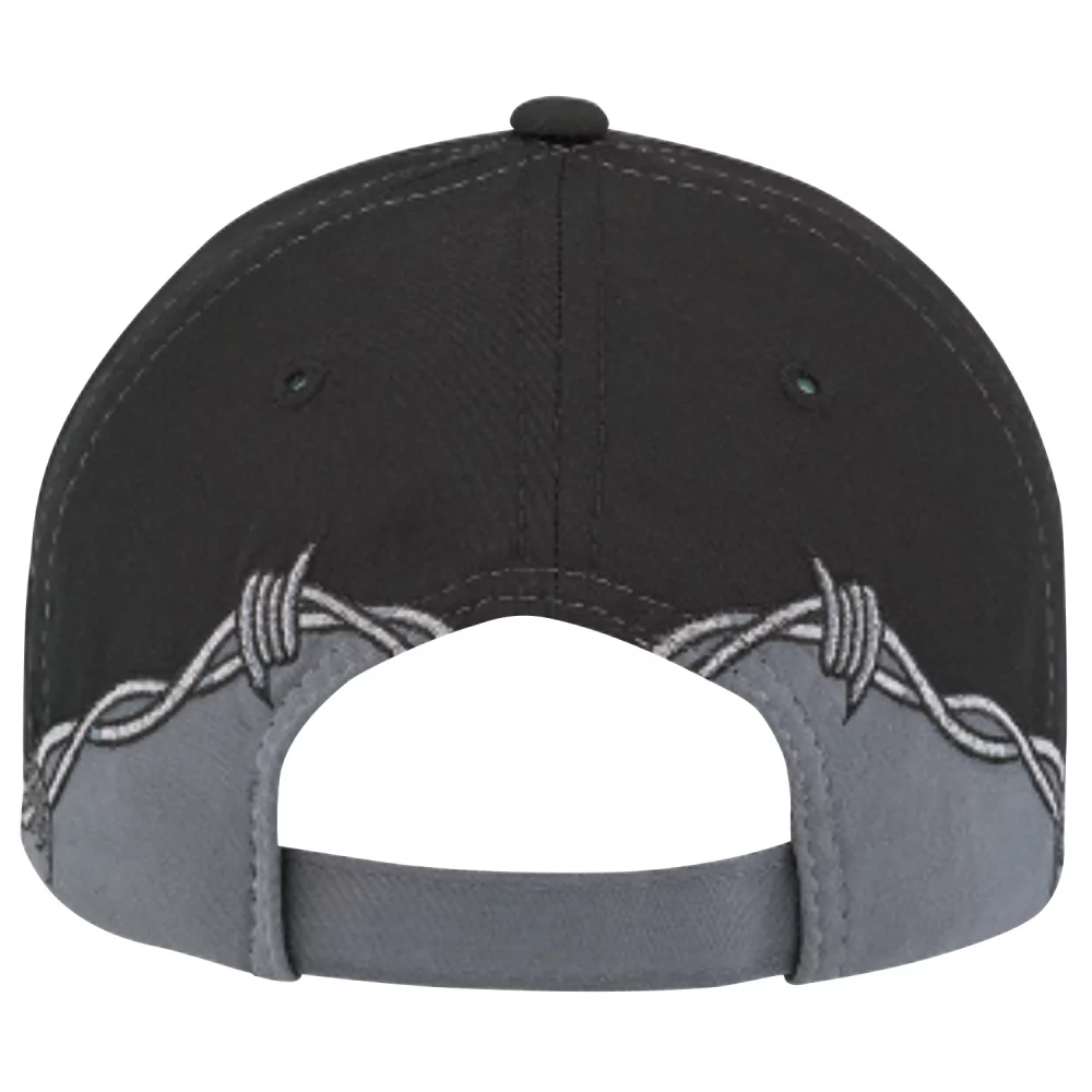 Casquette en polycoton ajustée avec bordure contrastée et accent de fil barbelé