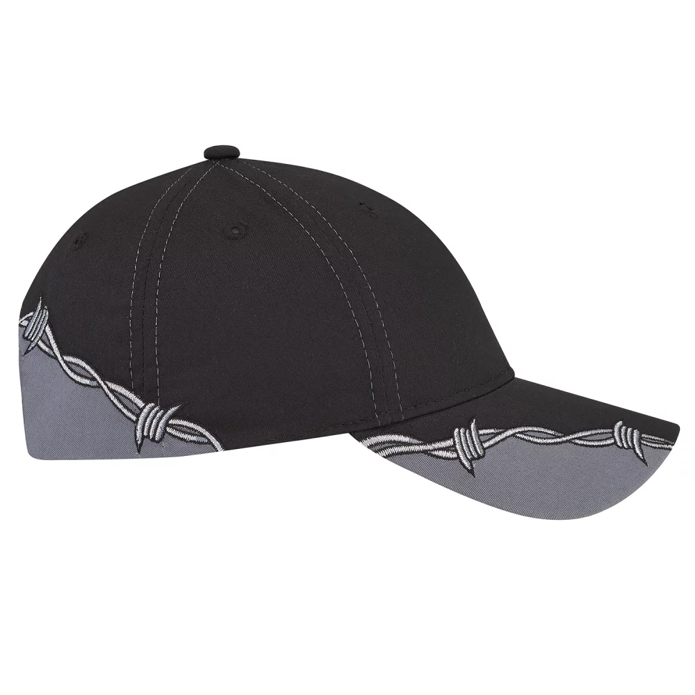 Full-Fit Polycotton Cap w/Contrast Trim & Barbed Wire Accent
