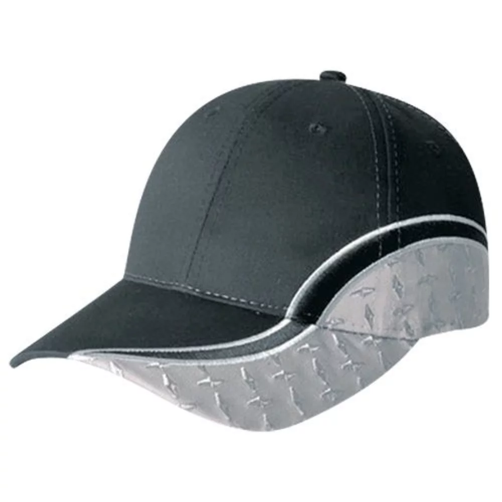 Casquette en polycoton avec accent en métal diamanté, pic et côté bicolores.