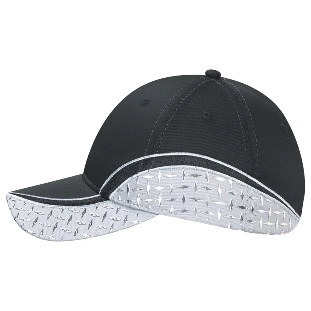 Casquette en polycoton avec accent en métal diamanté, pic et côté bicolores.