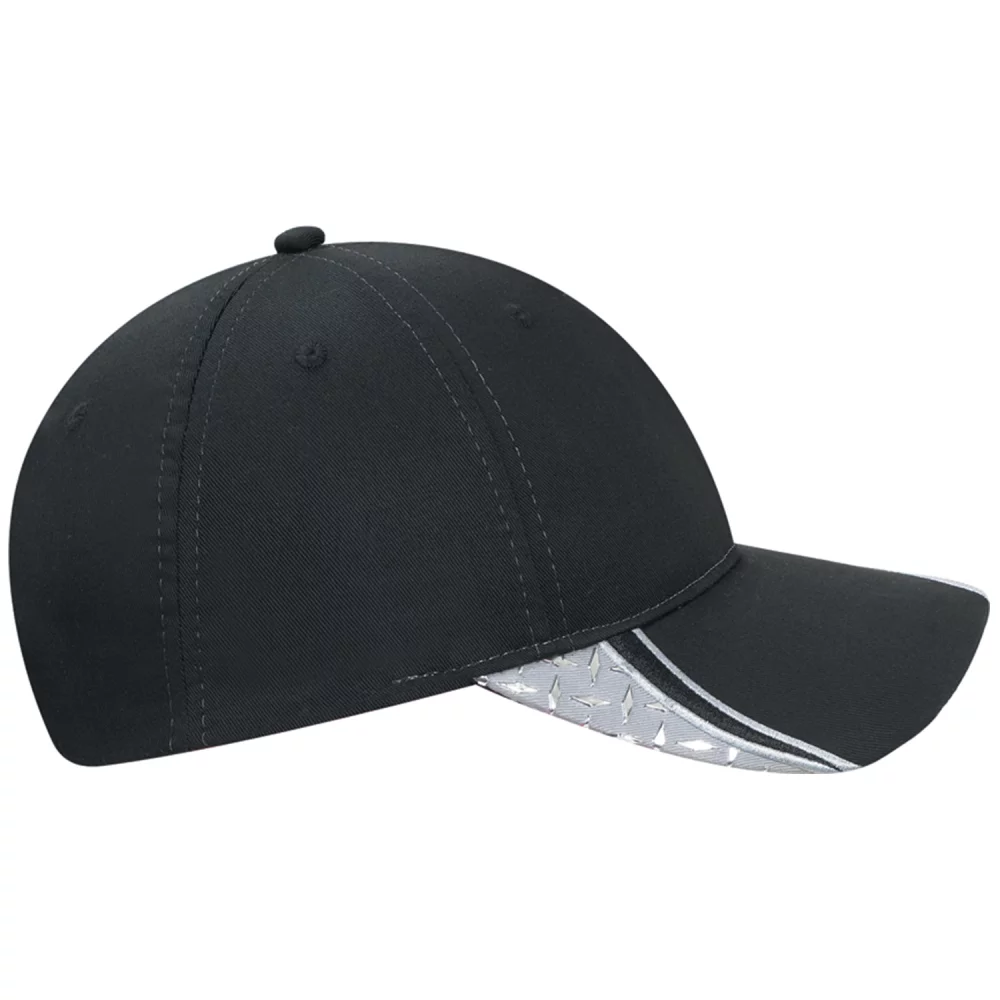 Casquette en polycoton avec accent en métal diamanté, pic et côté bicolores.