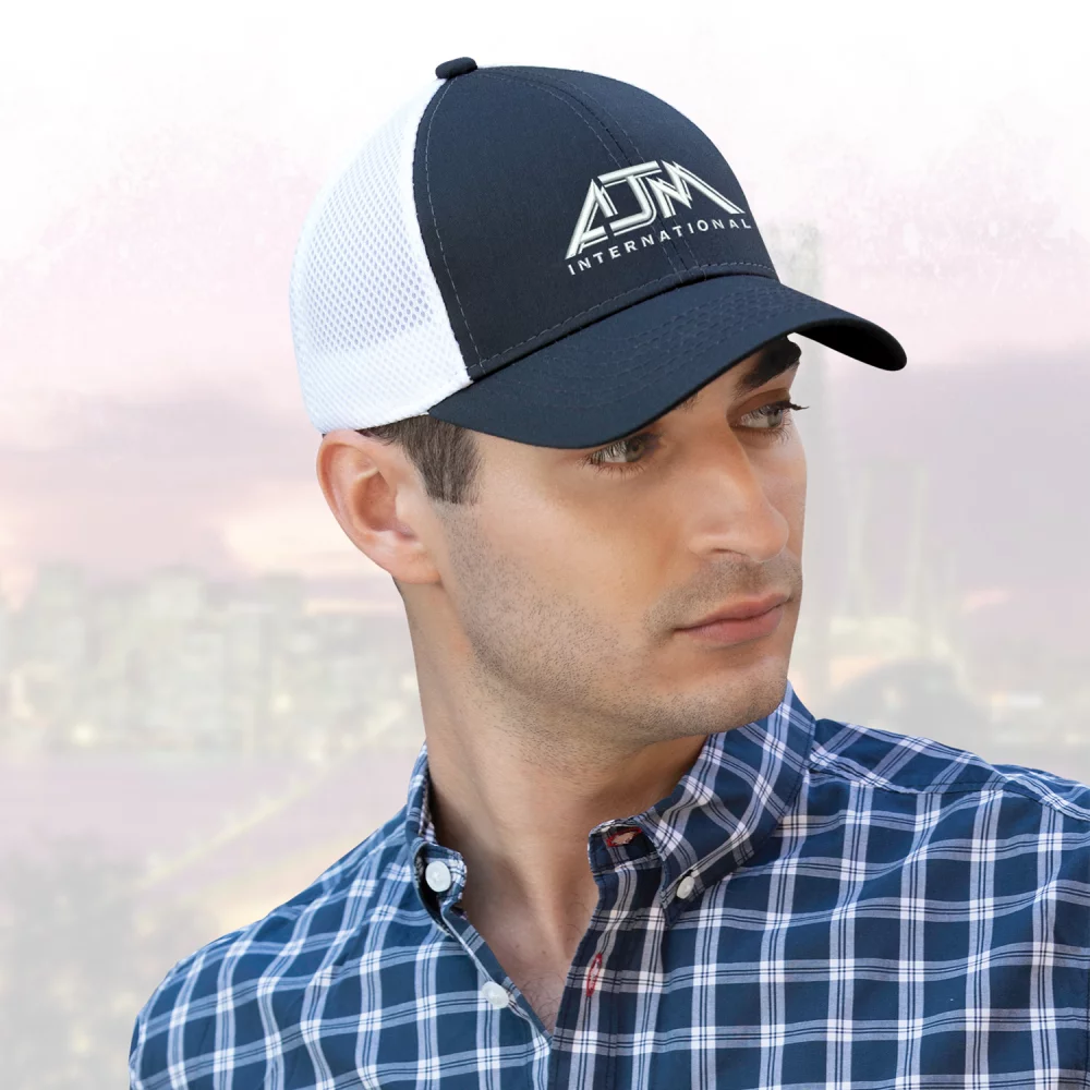 Casquette en nid d'abeille en polycoton/polyester avec dos en filet (bicolore)