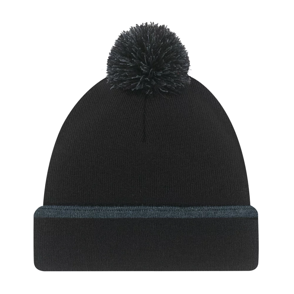 Tuque à revers en acrylique avec pompon au sommet