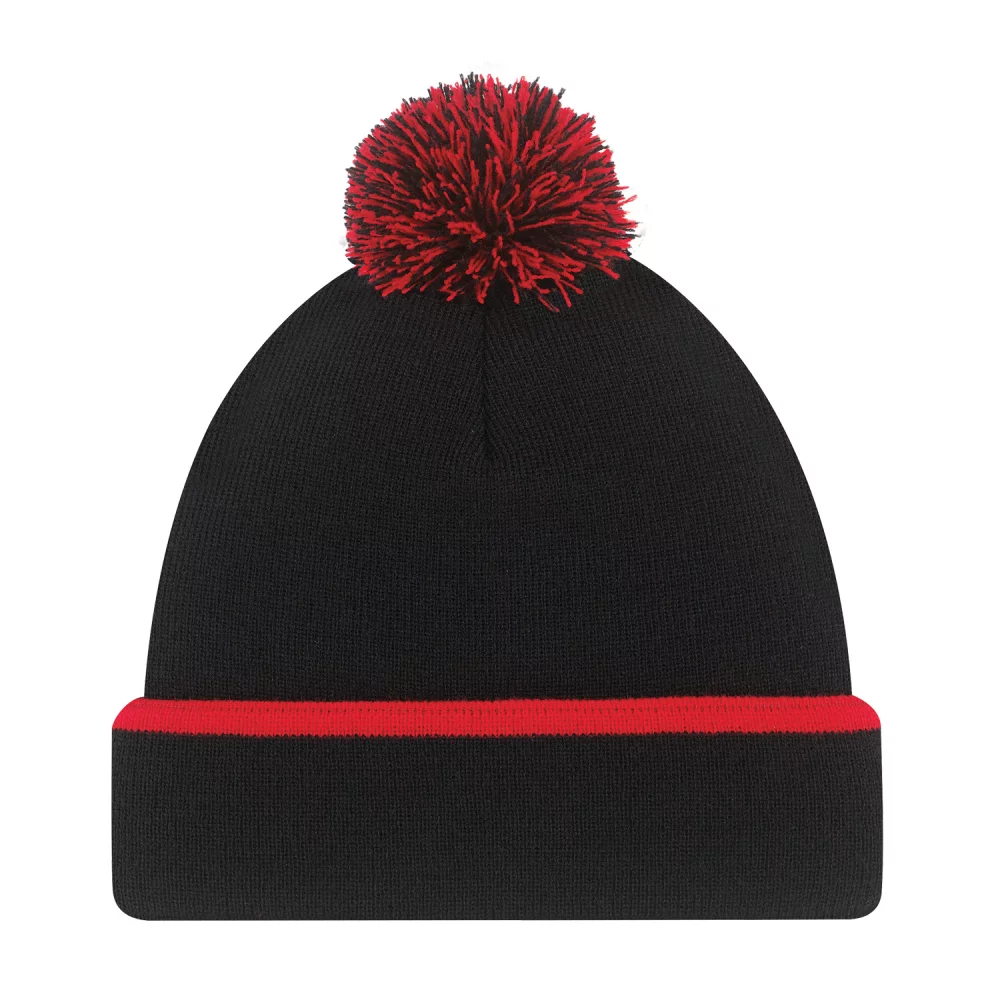 Tuque à revers en acrylique avec pompon au sommet