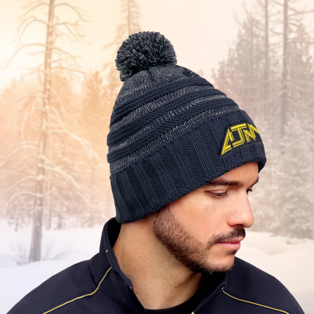 Bonnet à revers en jersey à rayures de marl avec doublure en micro-polaire