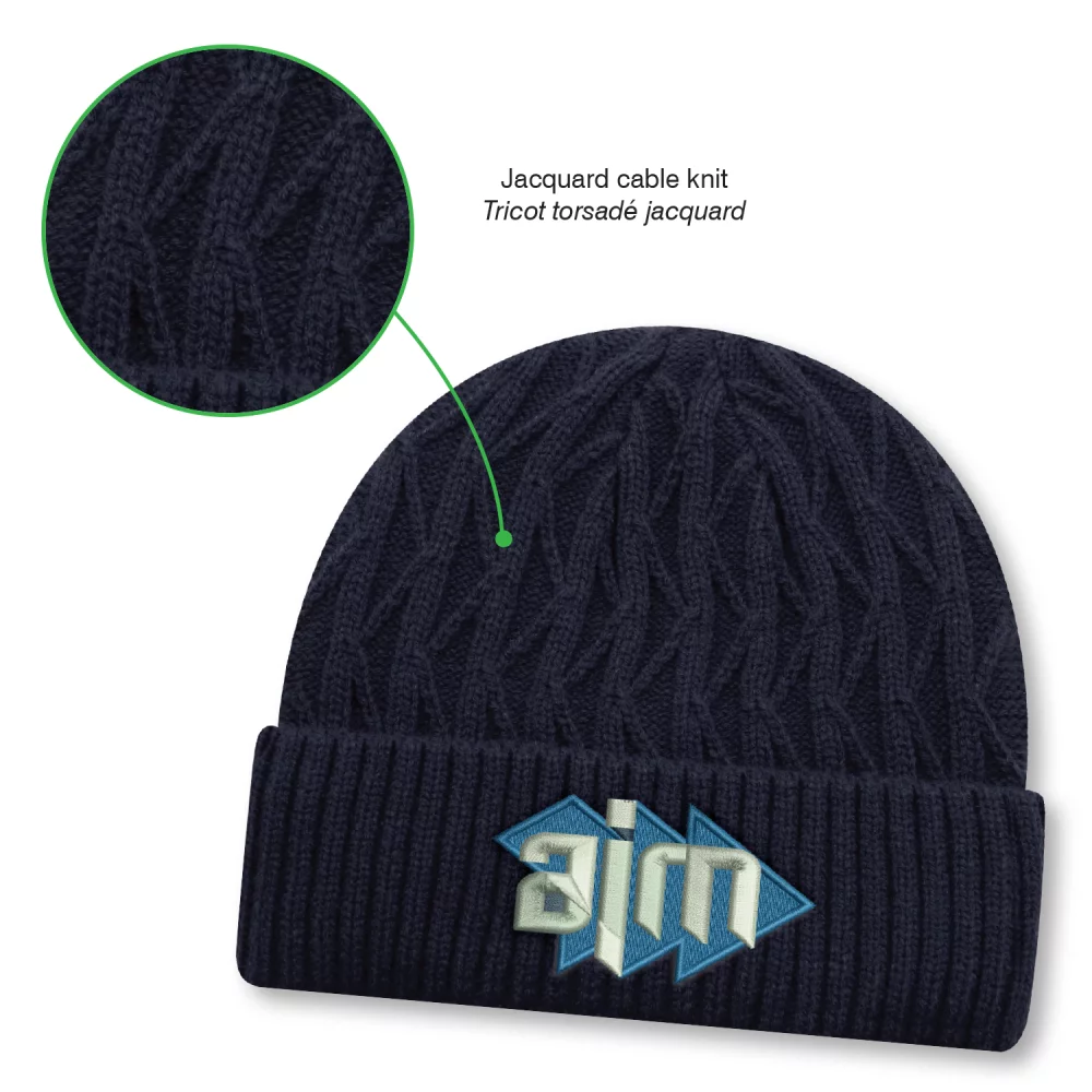 Bonnet à revers en tricot jacquard câblé