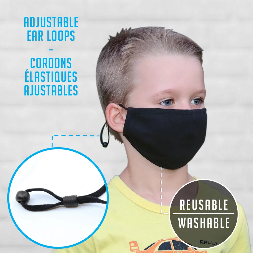 Masque facial pour jeunes avec boucles d'oreille ajustables - Protection EPI