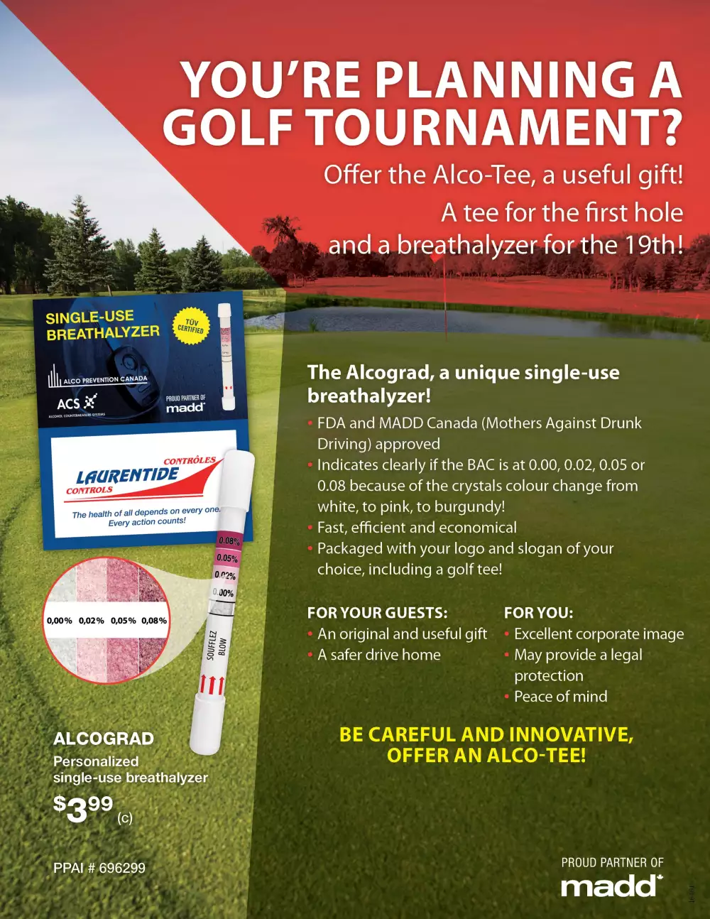 Alcograd Alcootest Personnalisé à Usage Unique avec un embout (testeur d'alcoolémie)