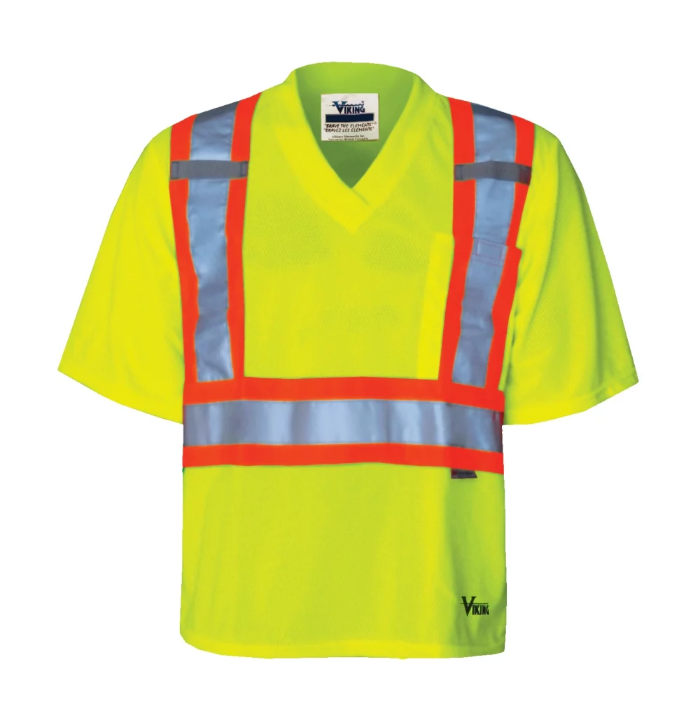 T-shirt en maille de sécurité à col en V Viking® (vert)