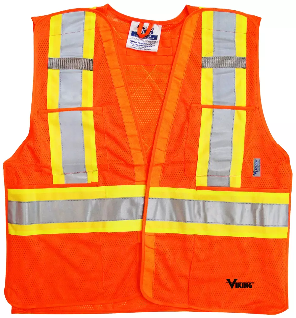 Viking® 5pt. Tear-Away Mesh Polyester Safety Vest (Orange)