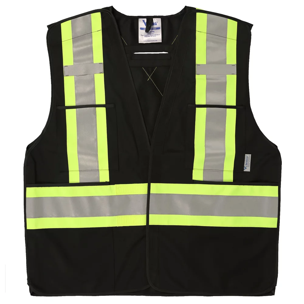 Gilet de sécurité en polyester solide Tear-Away Viking® 5 points (noir)