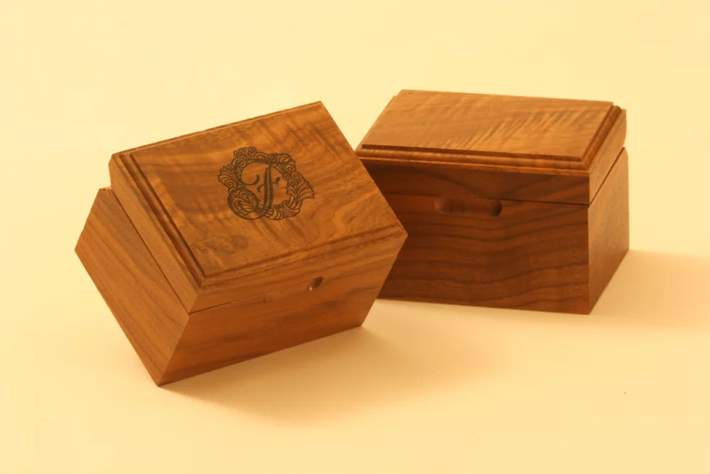 Hinged American Walnut Wooden Box for Business Cards - Made to Order, low minimums